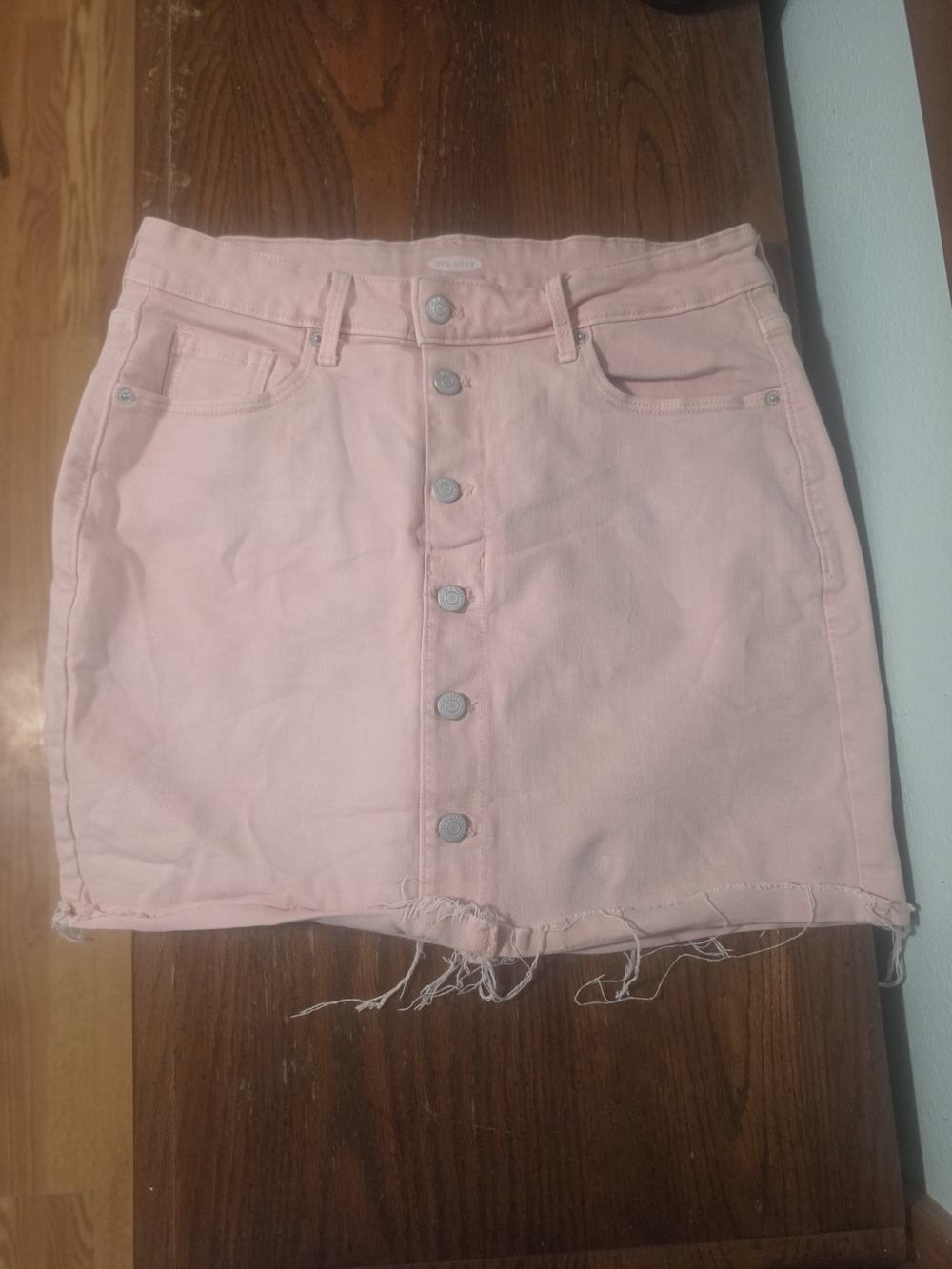 Old Navy Light Pink Button-Front Denim Mini Skirt